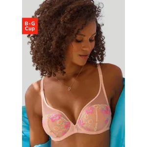 Vivance Beugel-bh met neonkleurige borduursel op de cup, lingerie