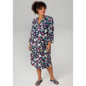 Aniston PLUS Zomerjurk met kleurharmonische bloemenprint – nieuwe collectie