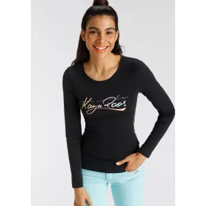 KangaROOS Shirt met lange mouwen lange mouwen, zeer figuurvolgend, van 100% katoen