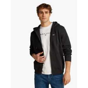 TOMMY JEANS Sweatshirt TJM REG S FLAG ZIP FLEECE THRU met geborduurd merklogo op borsthoogte