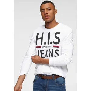H.I.S Shirt met lange mouwen Lange mouwen, smalle basic-snit, bedrukt ontwerp