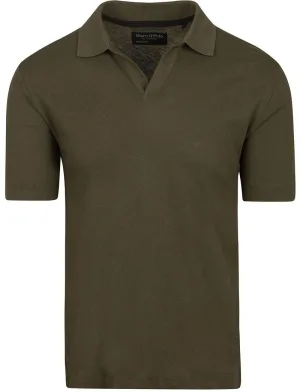 Marc O’Polo Poloshirt Riva Linen Blend Olijfgroen