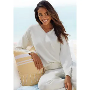 Lascana Gebreide trui Hoodie Capuchonsweatshirt van zachte viscosemix, loungewear