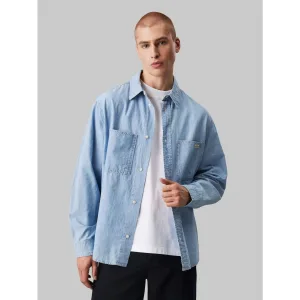 Calvin Klein Jeans overhemd EASY CHAMBRAY SHIRT Logodruk, borstzakken