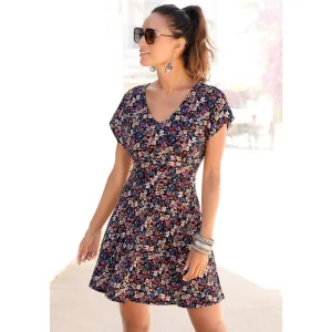 Vivance Zomerjurk met bloemenprint en v-hals, licht strandjurk