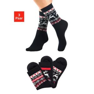 H.I.S Basic sokken met wintermotieven (set, 3 paar)