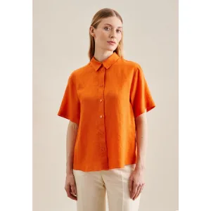 seidensticker Overhemdblouse Zwarte roos Korte mouwen kraag uni