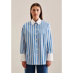 seidensticker Lange blouse Zwarte roos Lange mouwen kraag strepen