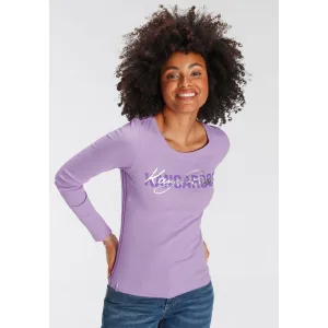 KangaROOS Shirt met lange mouwen oprolbare mouwen, figuurvolgende snit, ronde hals