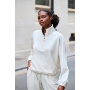 Copenhagen Studios Shirt met lange mouwen gemaakt van hoogwaardig materiaal met staande kraag en rits