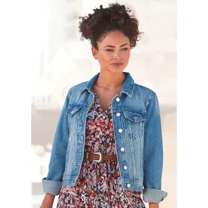 Lascana Jeansjack met twee flapzakken, denimjack van katoen, zomerjack