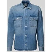 Pepe Jeans Relaxed fit overhemdjack met paspelzakken op de borst