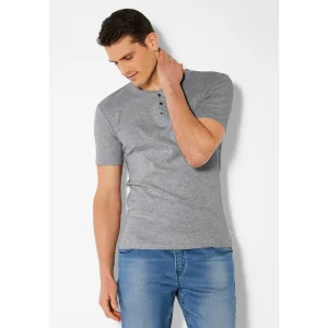 H.I.S T-shirt met een verfijnde knoopsluiting, perfect als onderhemd (set)