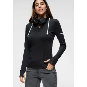 KangaROOS Capuchonshirt Lange mouwen met duimgaten, figuurvolgende snit, van jersey stof