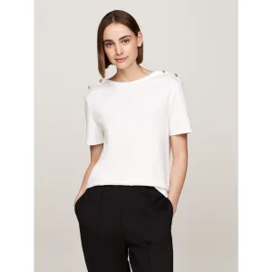 Tommy Hilfiger Shirt met ronde hals REG STRIPE GOLD BTN C-NK SS