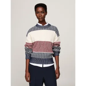 Tommy Hilfiger Gebreide trui GLOBAL STP ALL OVER SWEATER met tommy hilfiger global stripe (Global Serie TH VROUWEN)
