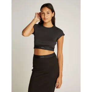 Calvin Klein T-shirt RIB CROP TEE met extra korte snit