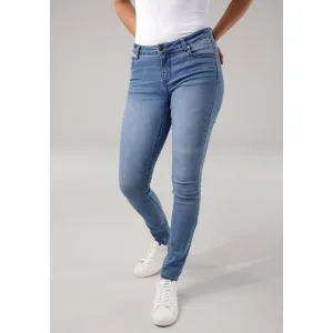 Tamaris Skinny fit jeans smalle broekpasvorm, normale taille, 5-pocket-vorm, used-wassing