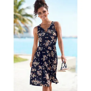 Lascana Jerseyjurk met bloemenprint, zomerjurk