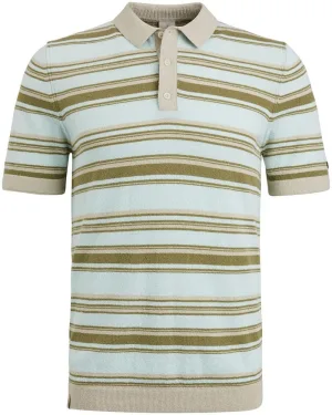 Cast Iron Poloshirt Bouclé Lichtblauw