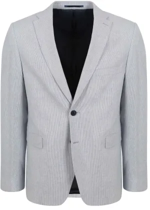 Suitable Blazer Linnen Streep Lichtblauw