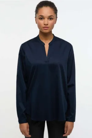 ETERNA Dames Overhemd marine, Effen