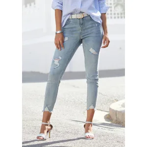 Buffalo Destroyed jeans met rafelende broekspijpen en stretchpercentage, smalle pasvorm