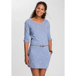 KangaROOS Jerseyjurk figuurvolgende pasvorm, van katoenmix (set, Met een afneembare riem)