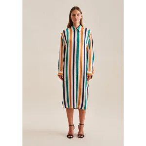 seidensticker Zomerjurk Zwarte roos Lange mouwen kraag strepen