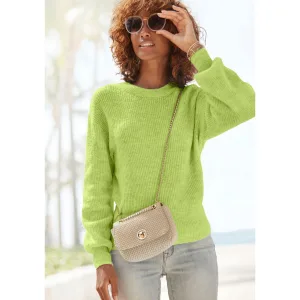 Lascana Gebreide trui in melange-look, losse damespullover, basic