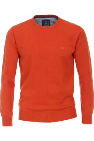 Redmond Casual Trui ronde hals oranje, Effen