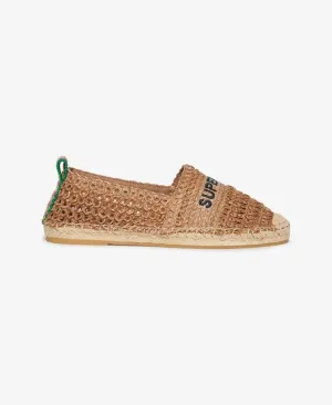 Superdry Vrouwen Raffia Espadrille met Borduursels Beige