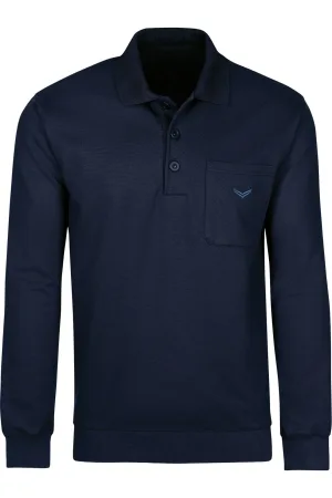 TRIGEMA Sweatshirt PolokraagMarine, Effen