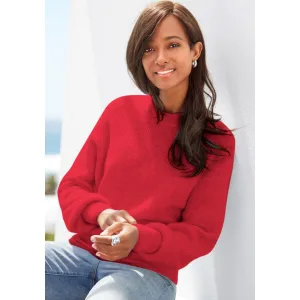 Lascana Gebreide trui in melange-look, losse damespullover, basic