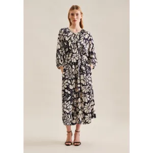 seidensticker Zomerjurk Zwarte roos 3/4-mouwen ronde hals in bloemmotief