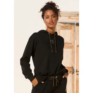 Buffalo Hoodie Capuchon sweatshirt met grote rugprint – met glanseffect, loungewear