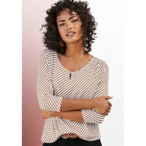 Vivance Shirt met ronde hals Met gouden sierknop bij de hals