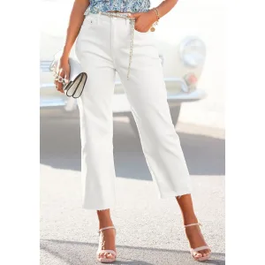 Buffalo Wijde jeans met licht uitgerafelde broekzoom, culotte jeans in 7/8-lengte