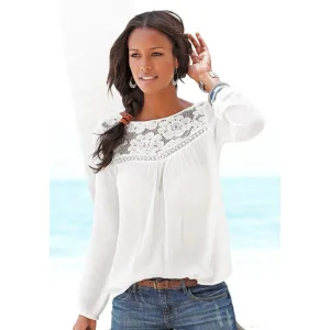 Buffalo Kanten blouse gemaakt van geweven viscose, zomers, boho-stijl