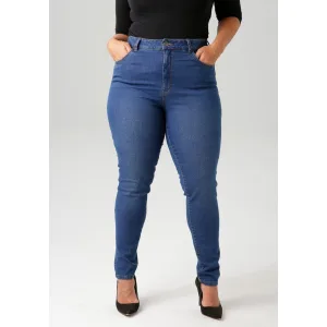 Aniston PLUS Skinny fit jeans regular taille – in subtiele used-wassing – nieuwe kollectie