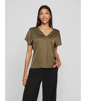 Vila Shirt met V-hals VIELLETTE V-NECK S/S SATIN TOP – NOOS