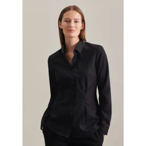 seidensticker Overhemdblouse Zwarte roos Lange mouwen kraag uni