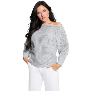 Vrouwelijke off-shoulder sweatshirt Guess Poa Metallic