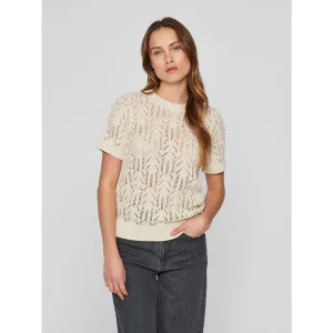Vila Trui met korte mouwen VICOTTI S/S O-NECK KNIT TOP – NOOS