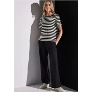 Street One Dames Gestreept shirt met gebreide look in Zwart