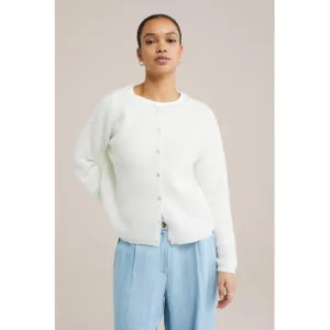 WE Fashion fijngebreid vest wit