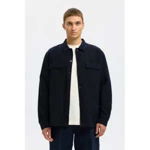 SELECTED HOMME linnen relaxed overshirt donkerblauw