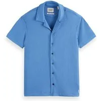 Scotch & Soda Ss Popcorn Jersey Camp Shirt Blue/grey