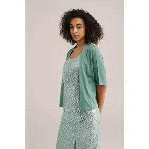 WE Fashion gebreid vest groen met lurex