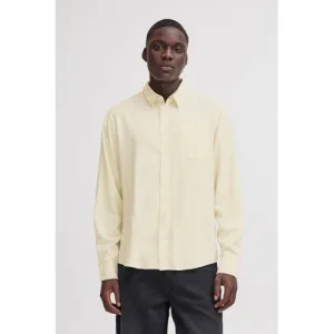 Blend linnen casual overhemd lichtgeel